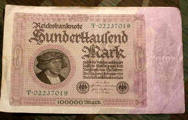 Reichsbanknote 100.000 Mark, Original Geldschein 20er Jahre