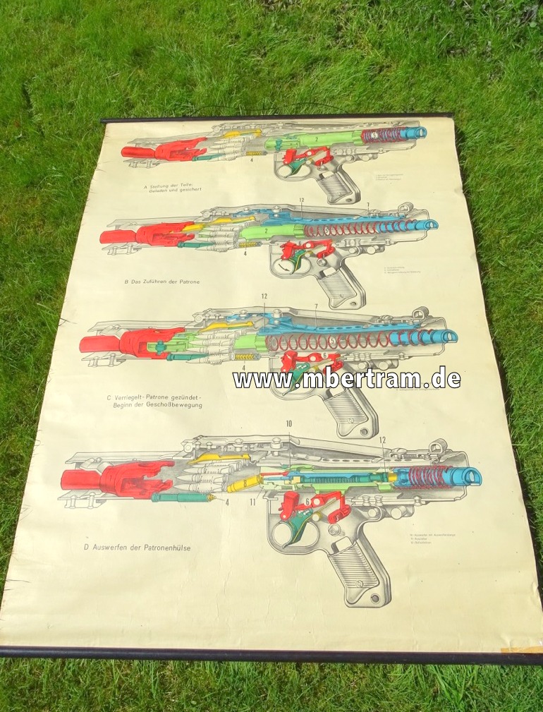 Militärische Unterrichts Schautafel / Rißzeichnung MG 42, frühe Nachkriegszeit