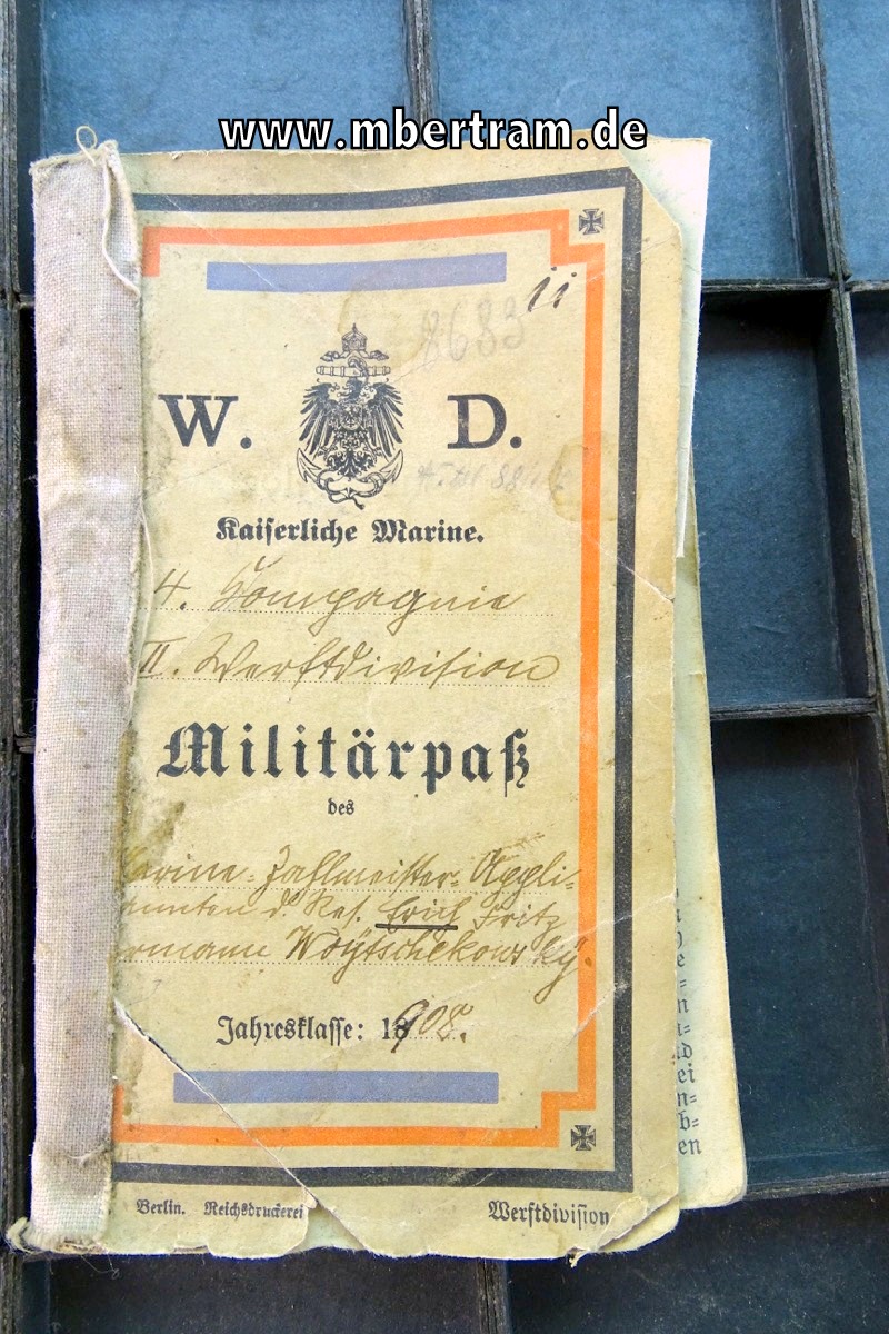 Militärpass kaiserliche Marine , II Werftdivision
