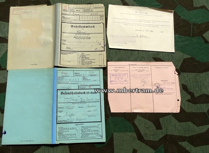 Wehrstammbuch Uffz. Flak Kp.2, Flak 2cm u. 8,8, Verw.Abz.schw., Flakabz. EK 1