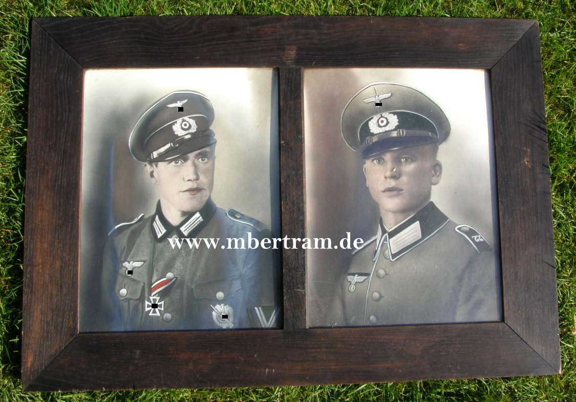 Großer Holz Rahmen, 2 Soldaten Infanterie Rgt. 22, bunt
