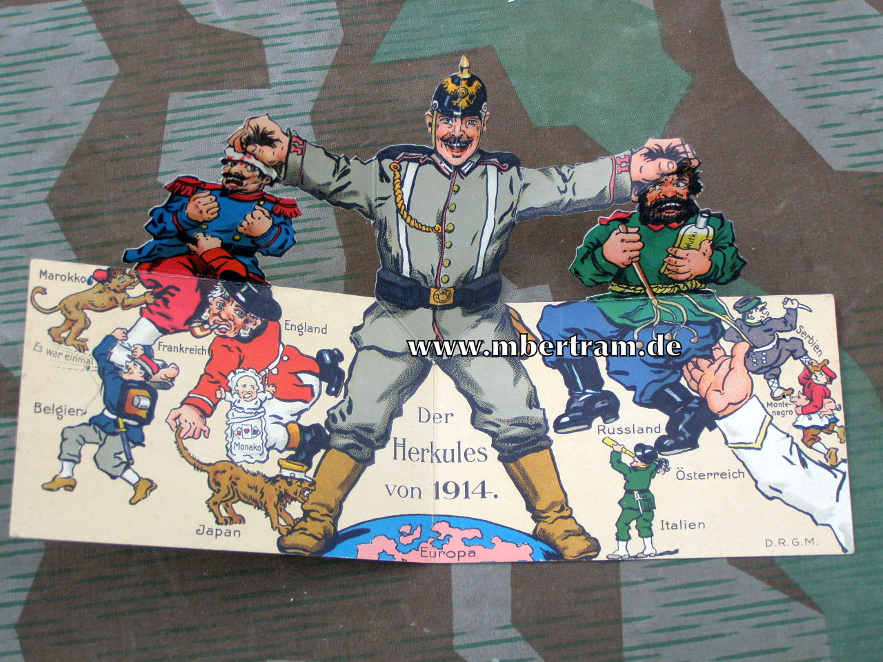 Humoristische Propaganda Aufklappkarte 1. Weltkrieg