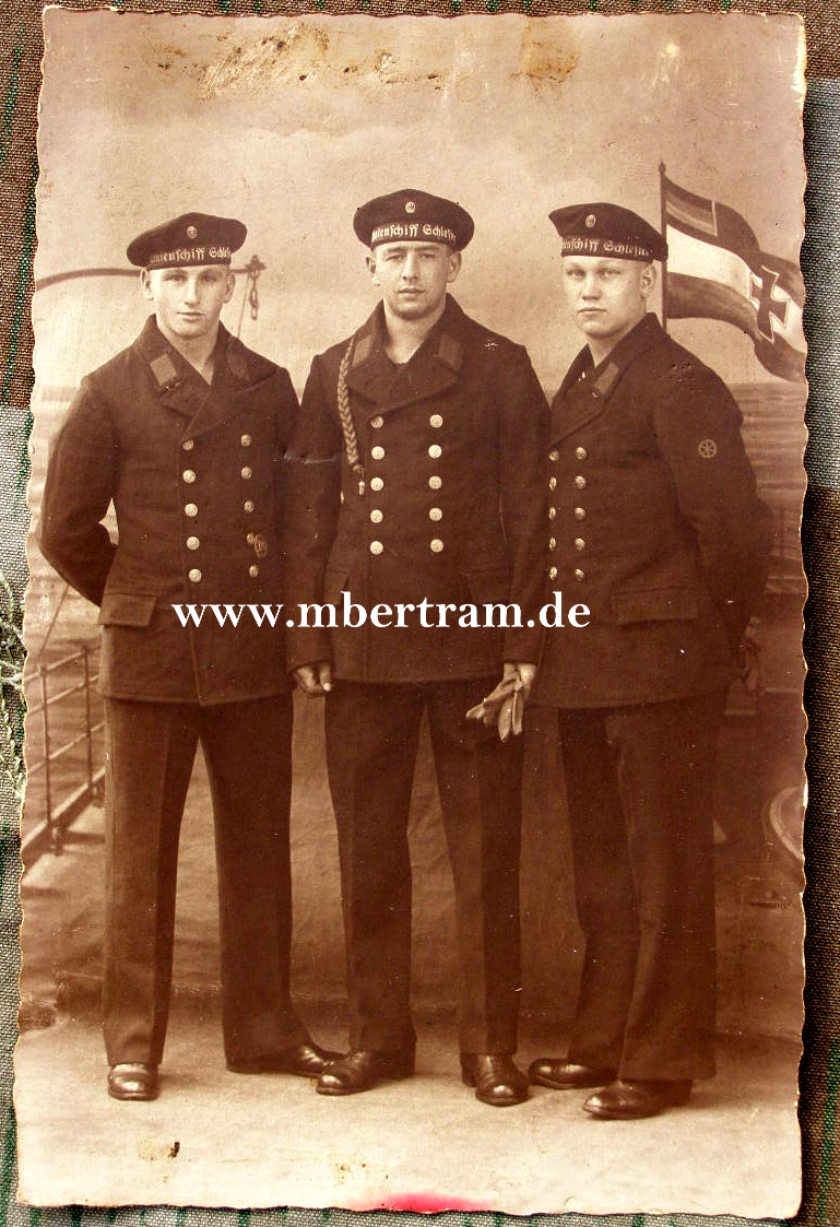 Foto 3 Matrosen Lienienschiff Schleswig, Reichsmarine
