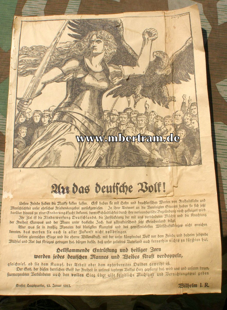 Durchhalte Propaganda Plakat 1. WK deutsch, 1917