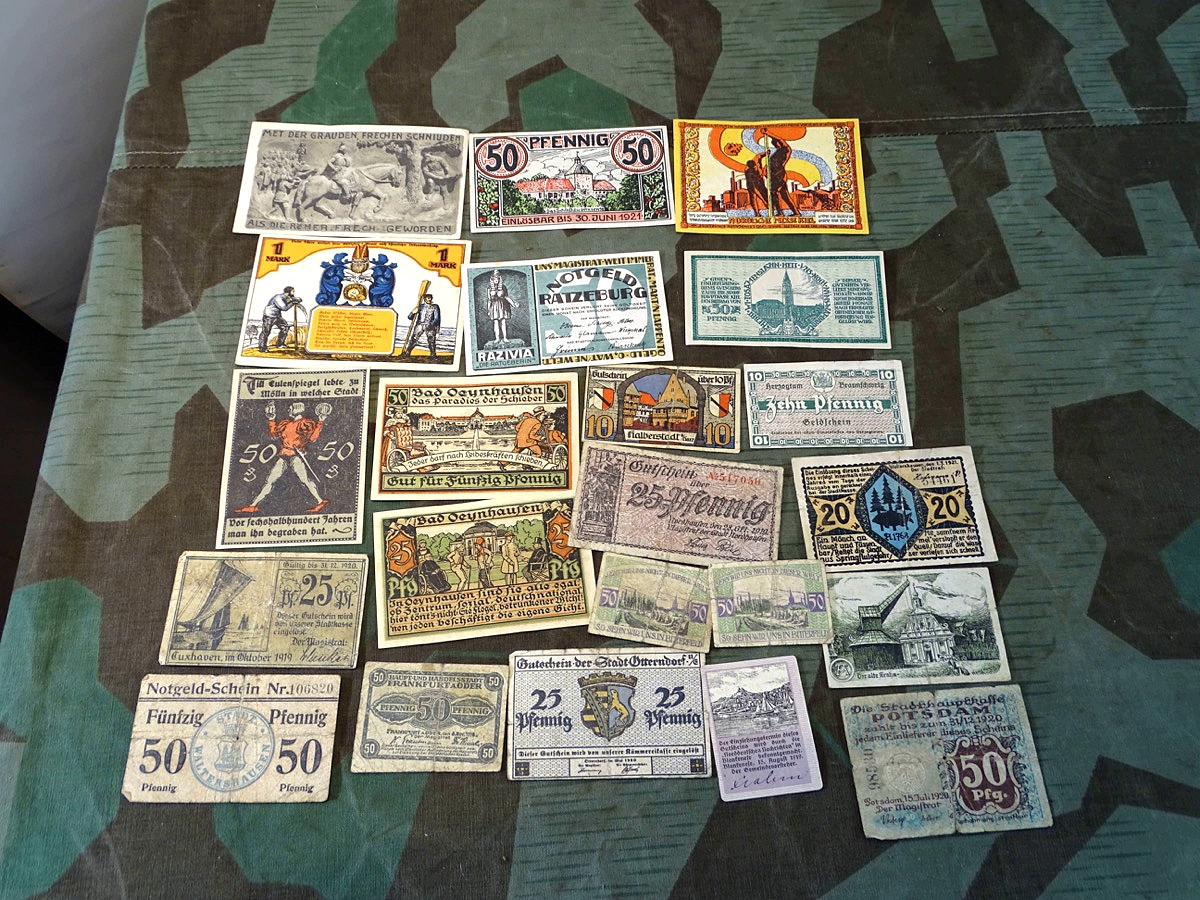 Notgeld : 22 Geldscheine Potsdam, Ratzeburg, Halberstadt, Bad Oeynhausen, Frankfurt Od., Otterndorf, Kiel, Braunschweig, Cuxhaven, BitterfeldHorn/Li. , Köslin…