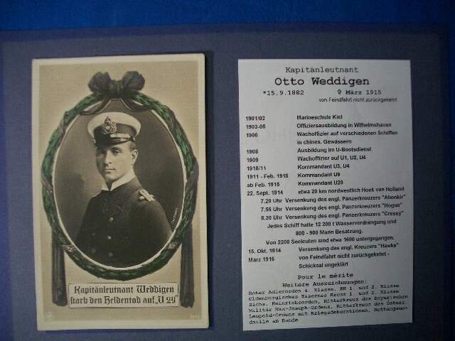 1. WK Portraitpostkarte Kapitänleutnant Weddigen, bunt