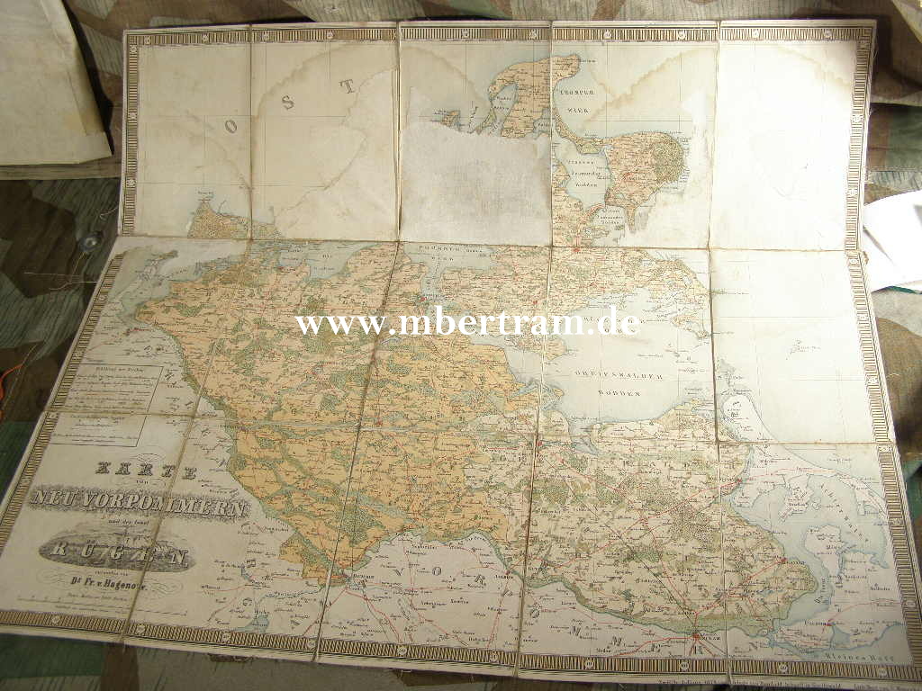 Landkarte, Leinen, Neu Vorpommern und Insel Rügen, 1874