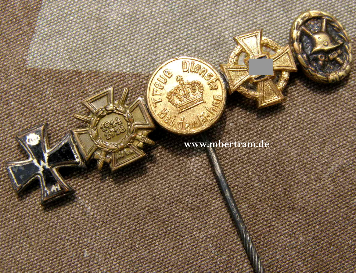 5er Miniaturenspange 9mm: EK2 1914, Treuedienst 40 J.....