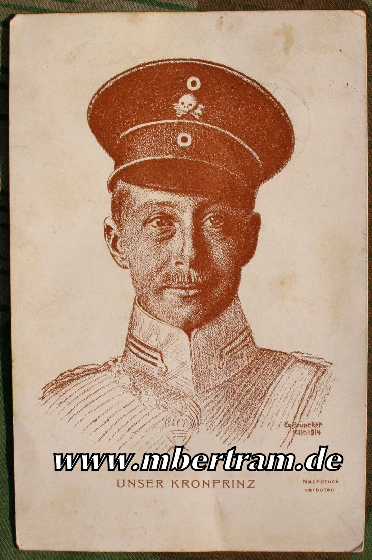 Kronprinz Wilhelm mit Husaren Offiziersmütze, 1916