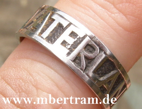 Patriotischer Fingerring, Aufschrift " Vaterlands Dank 1914"