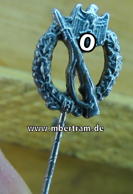 Infanteriesturmabzeichen in Silber -Miniatur, 16 mm, Buntmetallfertigung