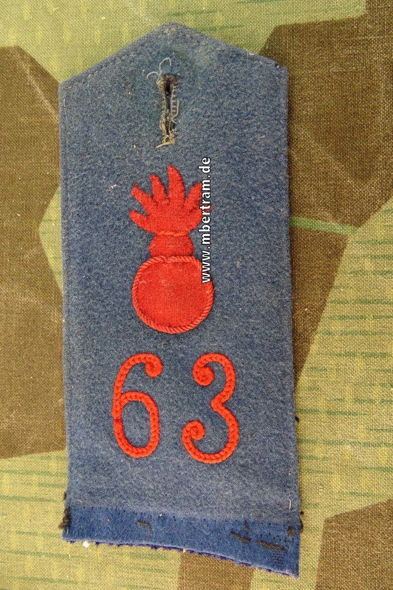 Einzel Schulterklappe 2. Nassauisches Feld-Artillerie-Regiment Nr. 63 Frankfurt