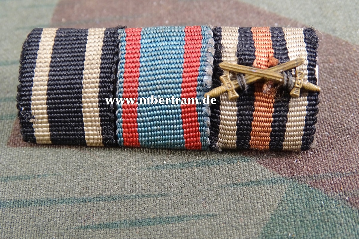 3er Bandspange 1914-1918. , EK 2, Oldenburg, Friedrich August Kr.. Frontk.Ehrenkr.