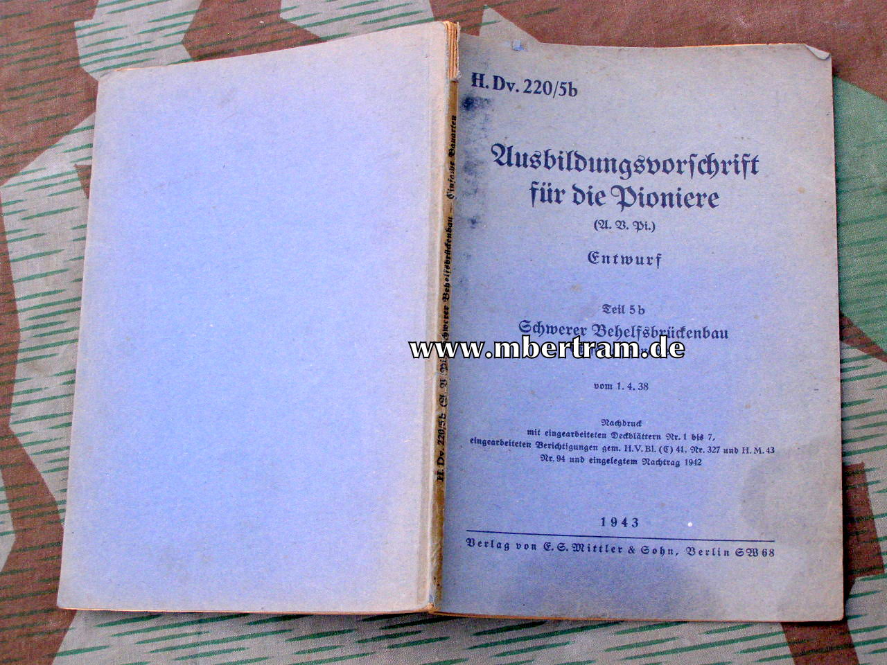 Ausbildungsdvorschrift für die Pioniere 1943, Teil 5 b
